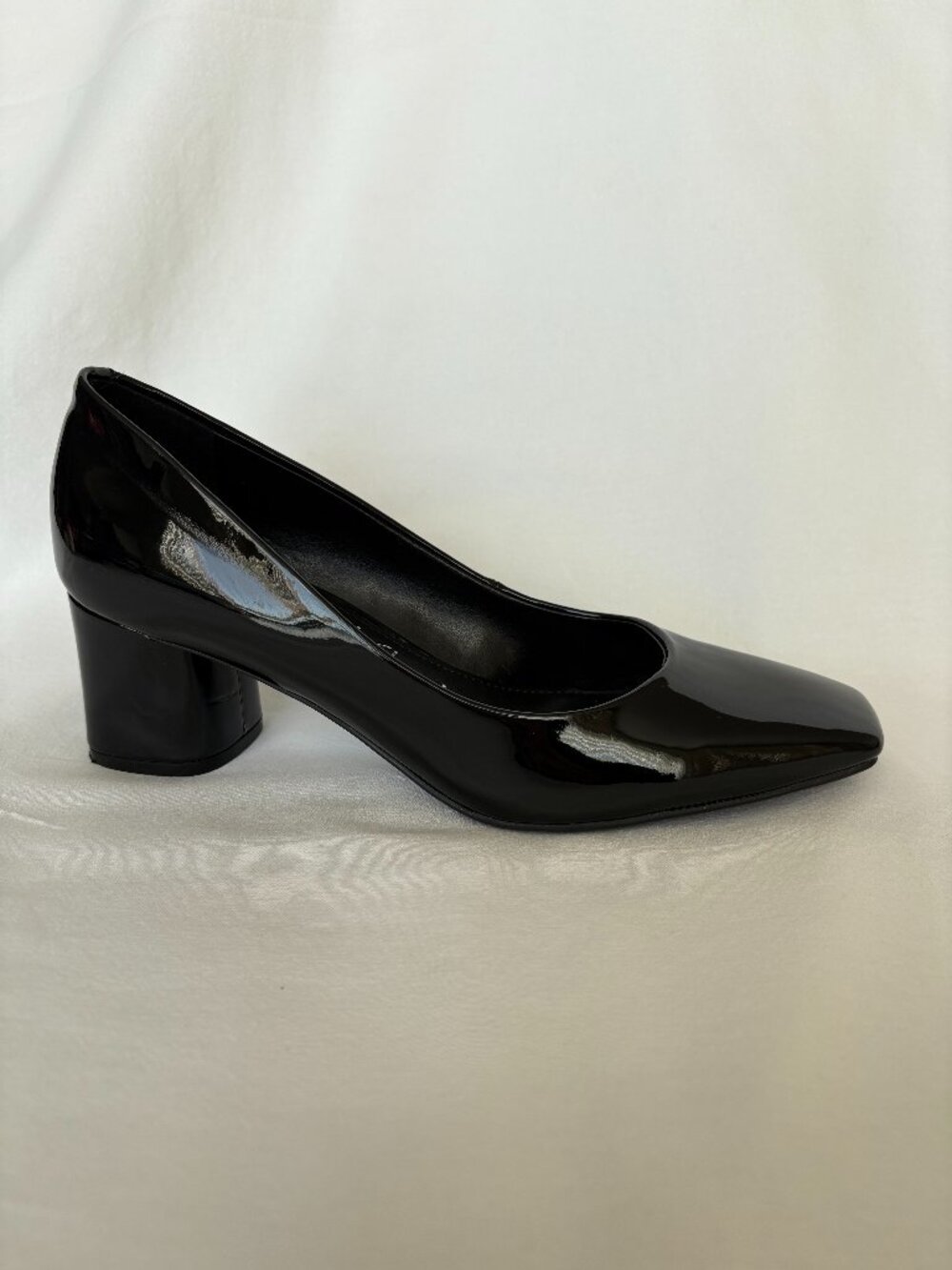 Calvin Klein, Block Pumps, Size 7 1/2 M, Black Patent